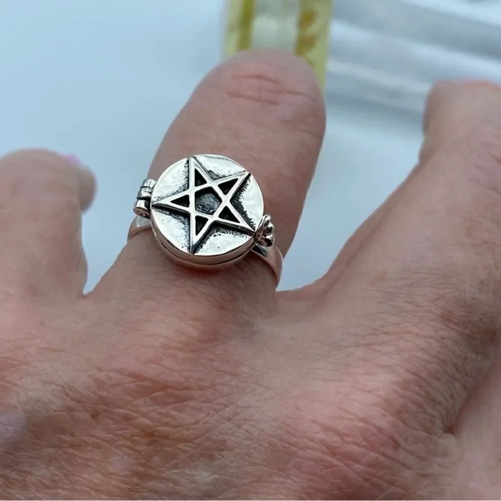 Pentagram Sterling Silver Poison Ring
